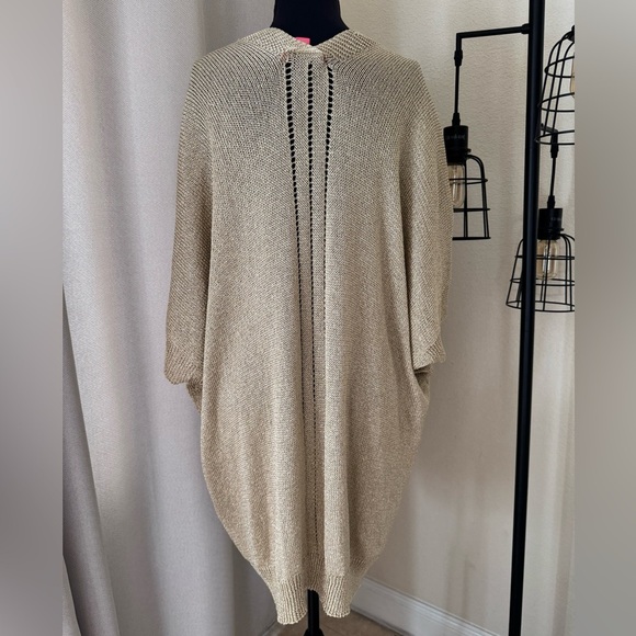 Lilly Pulitzer Women’s Medium Gold Metallic Open Cardigan - Picture 6 of 9